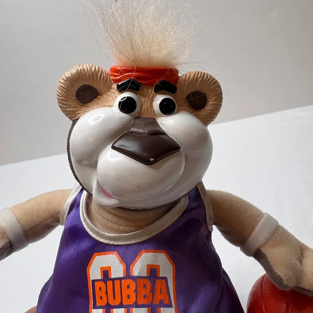 Vintage 1999 Mattel Bubba the Bear Basketball Plush Purple Jersey 82862 Arcotoys